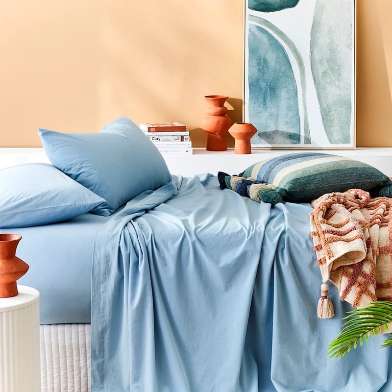 Stonewashed Cotton Blue Sheet Separates