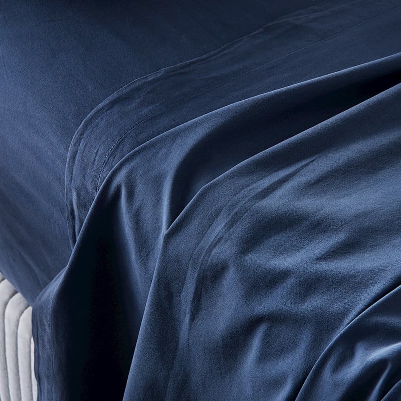 Stonewashed Cotton China Blue Sheet Set