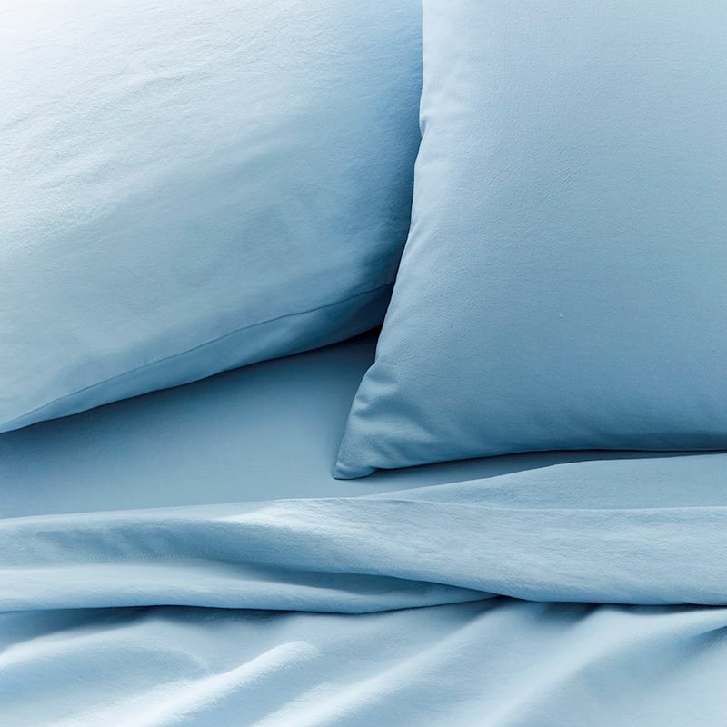 Stonewashed Cotton Sea Blue Sheet Set
