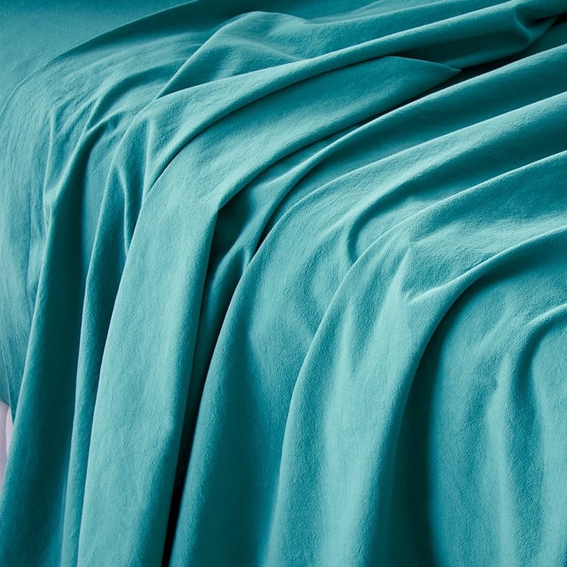 Stonewashed Cotton Teal Sheet Set