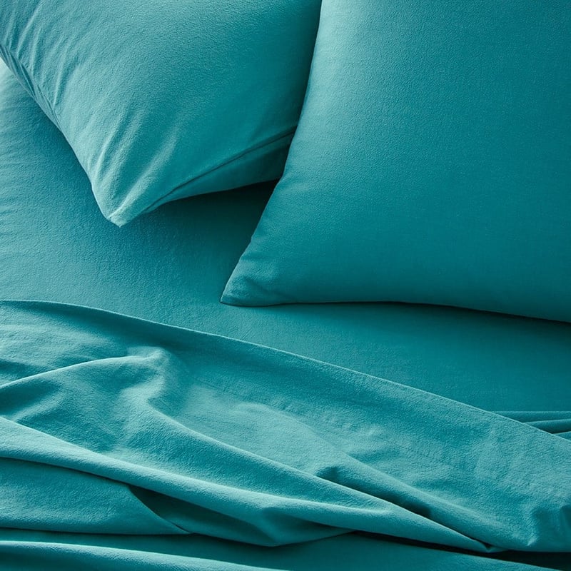 Stonewashed Cotton Teal Sheet Set