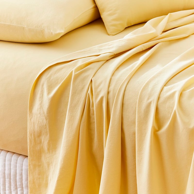 Stonewashed Cotton Dusty Lemon Sheet Set