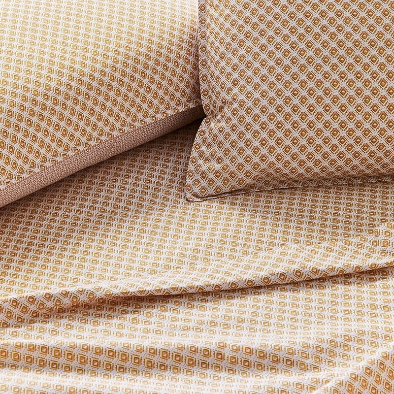 Stonewashed Printed Cotton Mustard Kasbah Sheet Separates