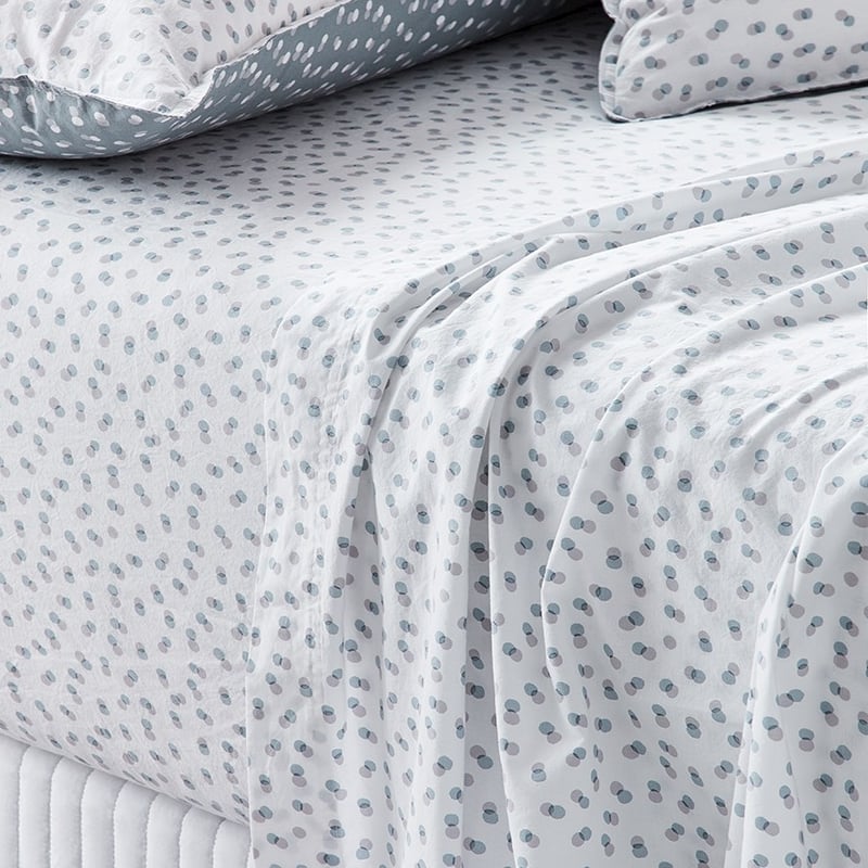 Stonewashed Printed Cotton Slate Spot Sheet Separates
