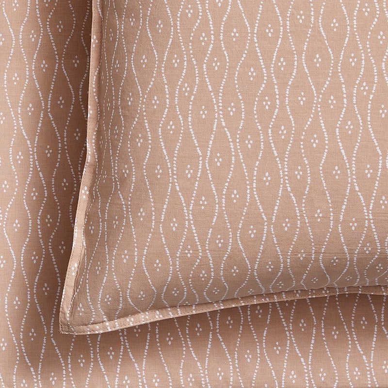 Stonewashed Printed Cotton Nude Wave Sheet Set