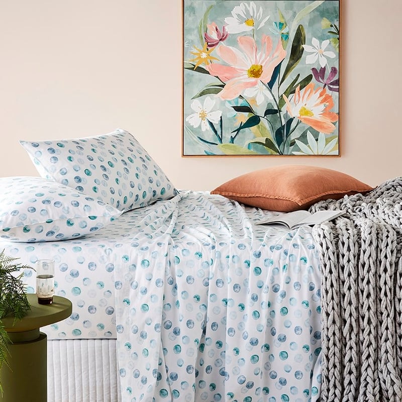 Stonewashed Printed Cotton Watercolour Spot Sheet Set