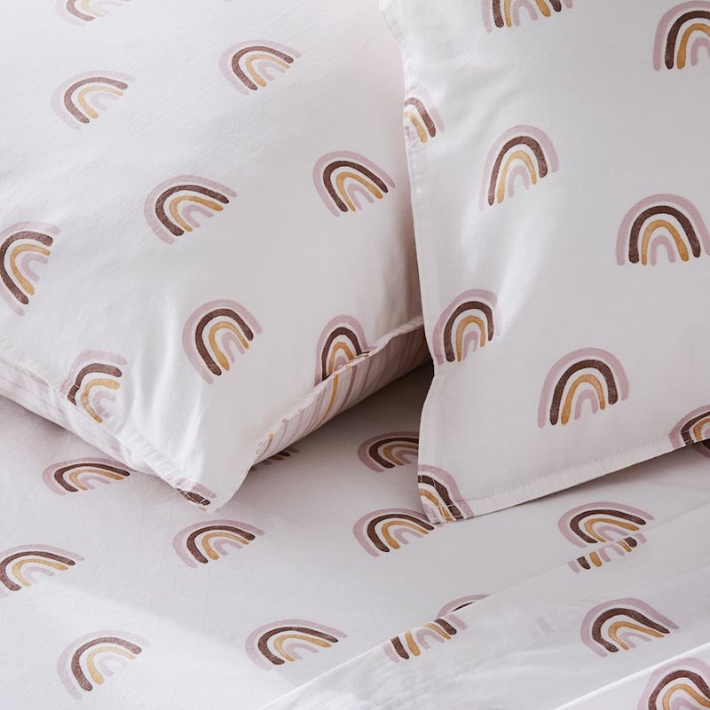 Stonewashed Printed Cotton Rainbow Sheet Set
