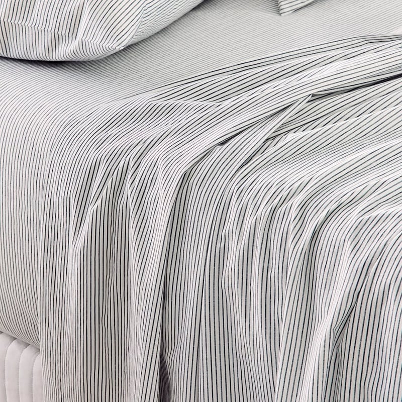 Stonewashed Printed Cotton Navy Stripe Sheet Separates