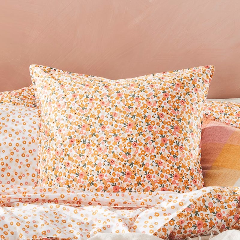 Stonewashed Printed Cotton Golden Daisy Sheet Set