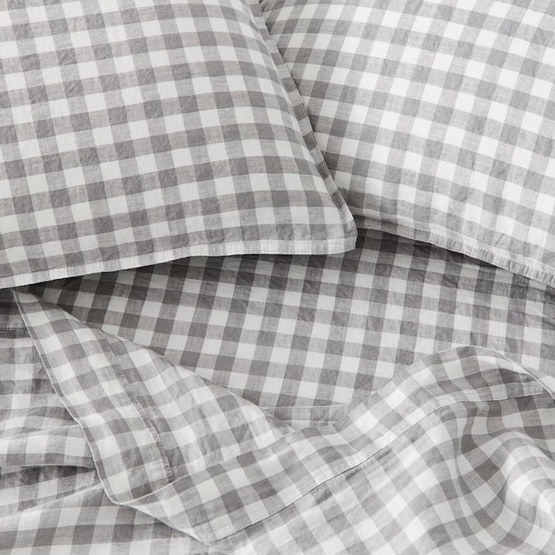 Vintage Washed Linen Small Grey Marle Sheet Set