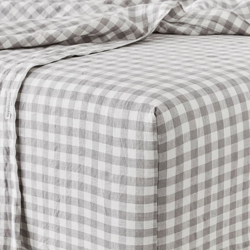Vintage Washed Linen Small Grey Marle Sheet Set