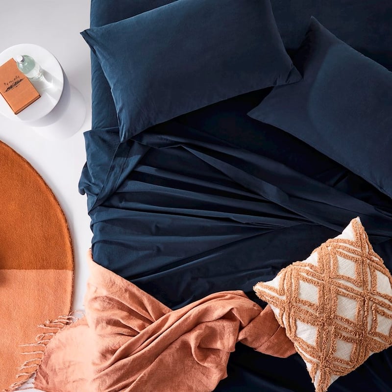 Stonewashed Cotton Navy Sheet Set