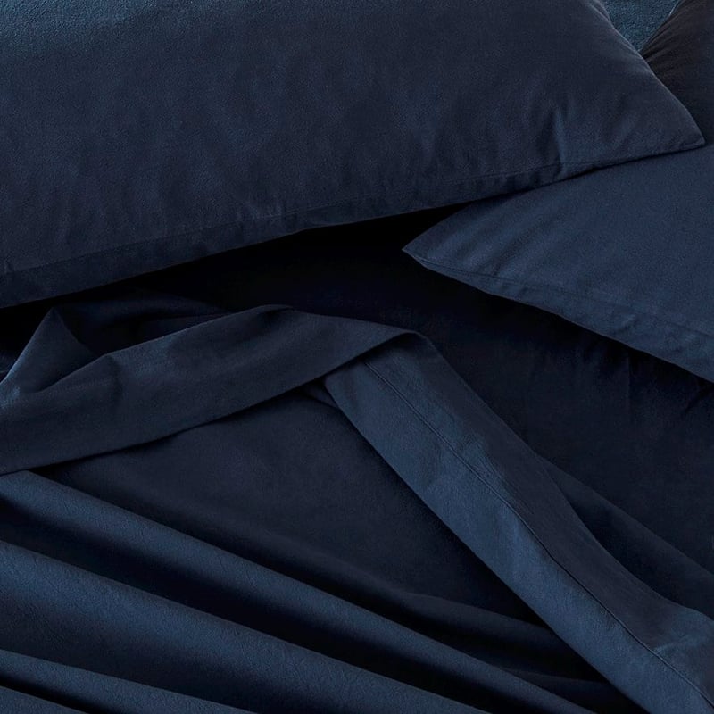Stonewashed Cotton Navy Sheet Set