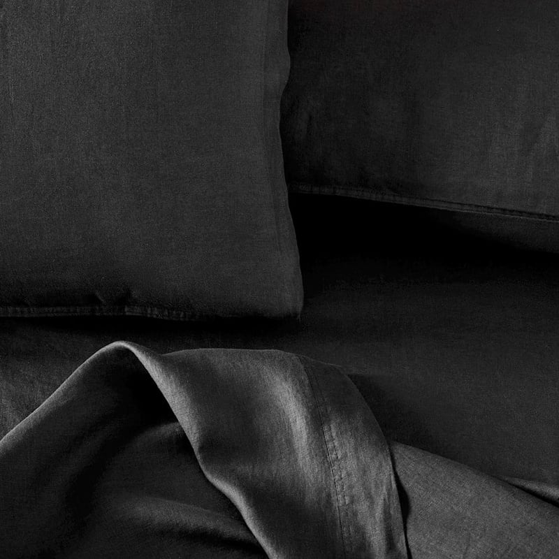 Vintage Washed Linen Onyx Sheet Separates