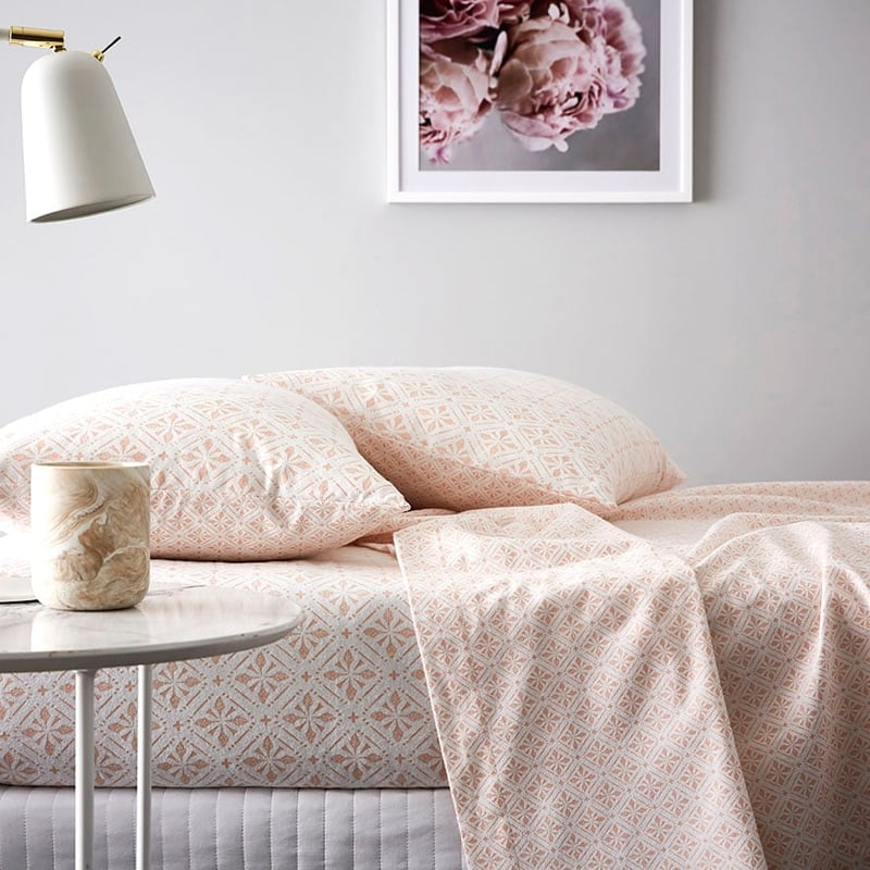 Pink Tile Flannelette Sheet Set