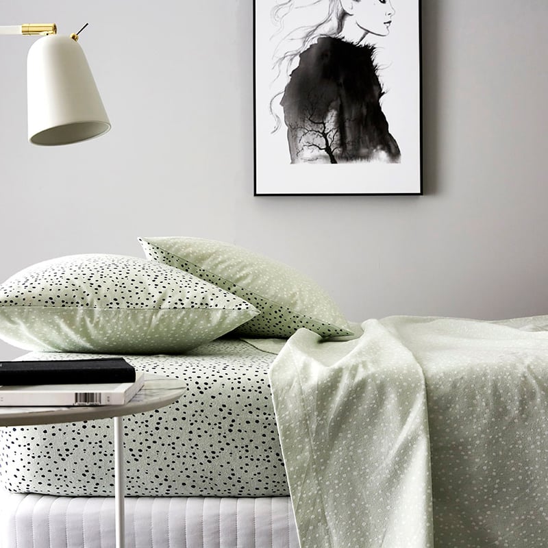 Sky Blue Spot Flannelette Sheet Set