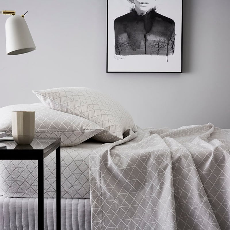 Grey Hex Flannelette Sheet Set