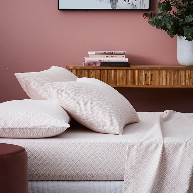 Tile Flannelette Sheet Set Blush