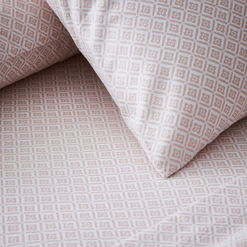 Tile Flannelette Sheet Set Blush