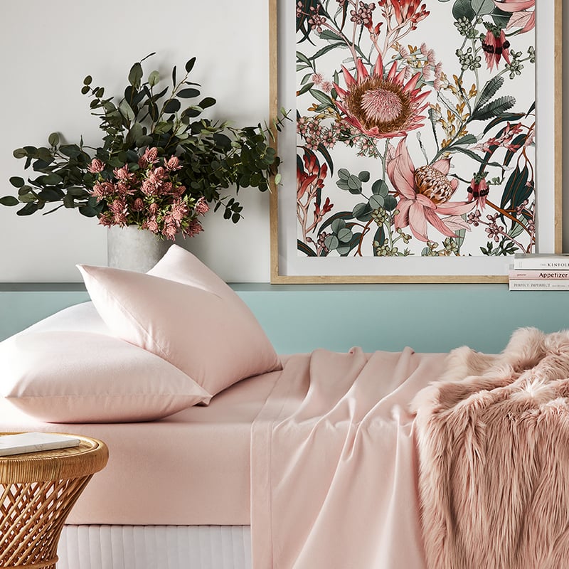 Plain Dyed Flannelette Pink Sheet Separates