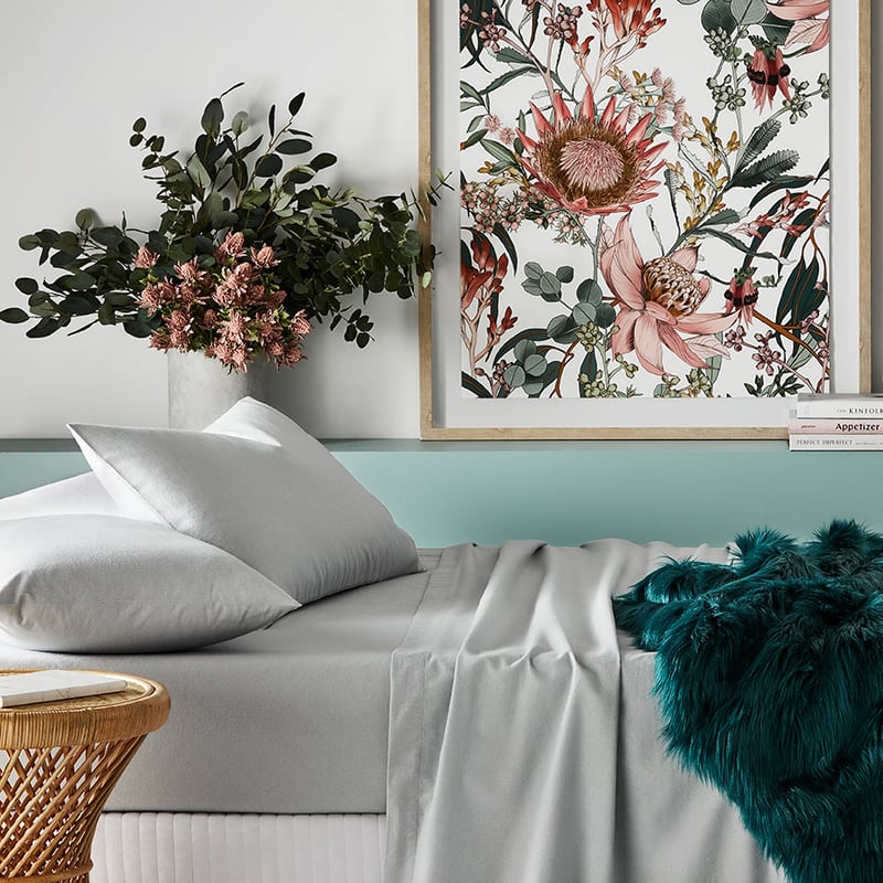 Plain Dyed Flannelette Silver Sheet Separates