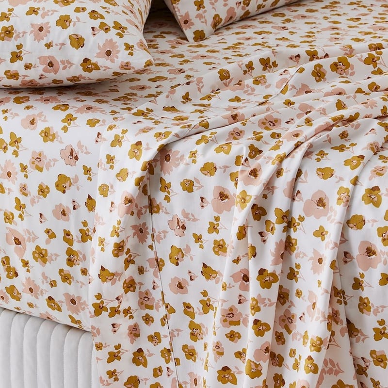 500TC Pima World's Softest Cotton Mustard Floral Sheet Set