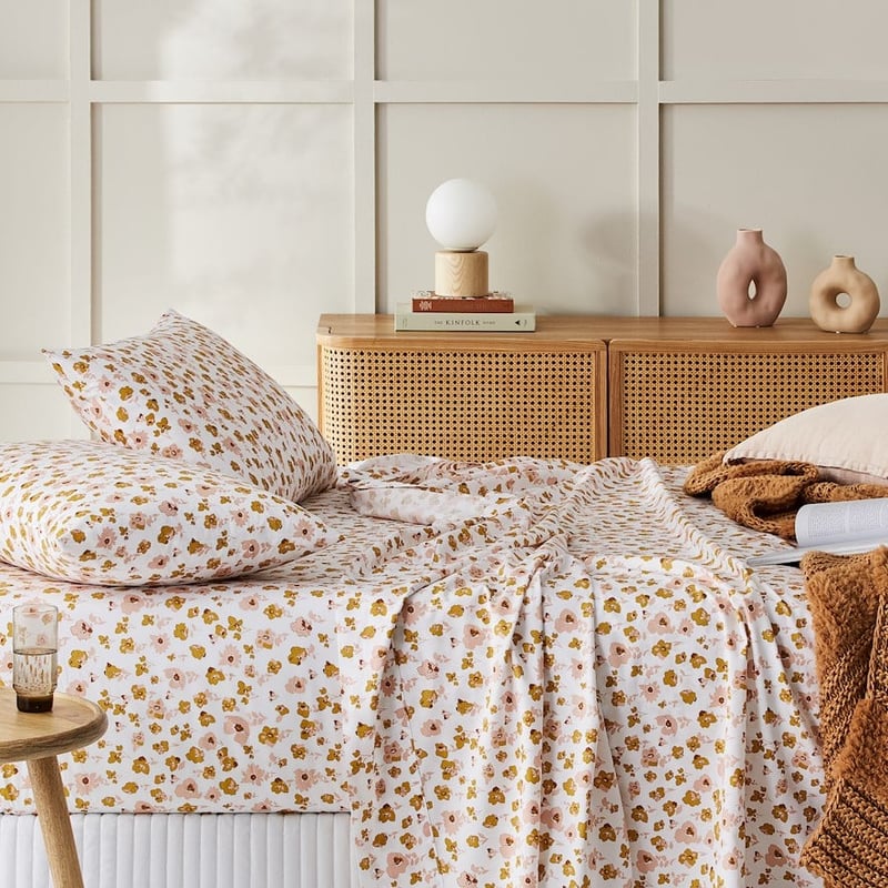 500TC Pima World's Softest Cotton Mustard Floral Sheet Set