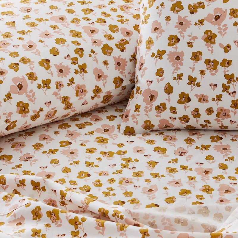 500TC Pima World's Softest Cotton Mustard Floral Sheet Set
