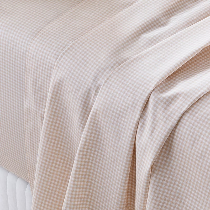 500TC Worlds Softest Cotton Natural Gingham Sheet Separates