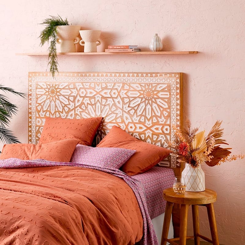 Amira Natural & White Carved Bedhead 