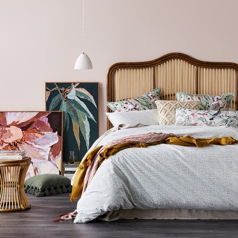 Georgia Walnut & Natural Rattan Bedhead  