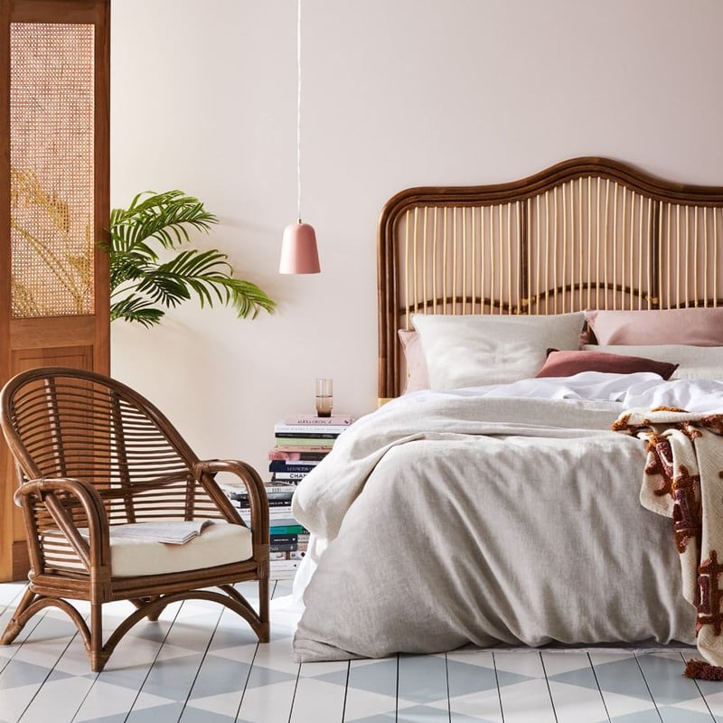 Georgia Walnut & Natural Rattan Bedhead  