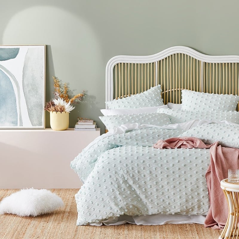 Georgia White & Natural Rattan Bedhead