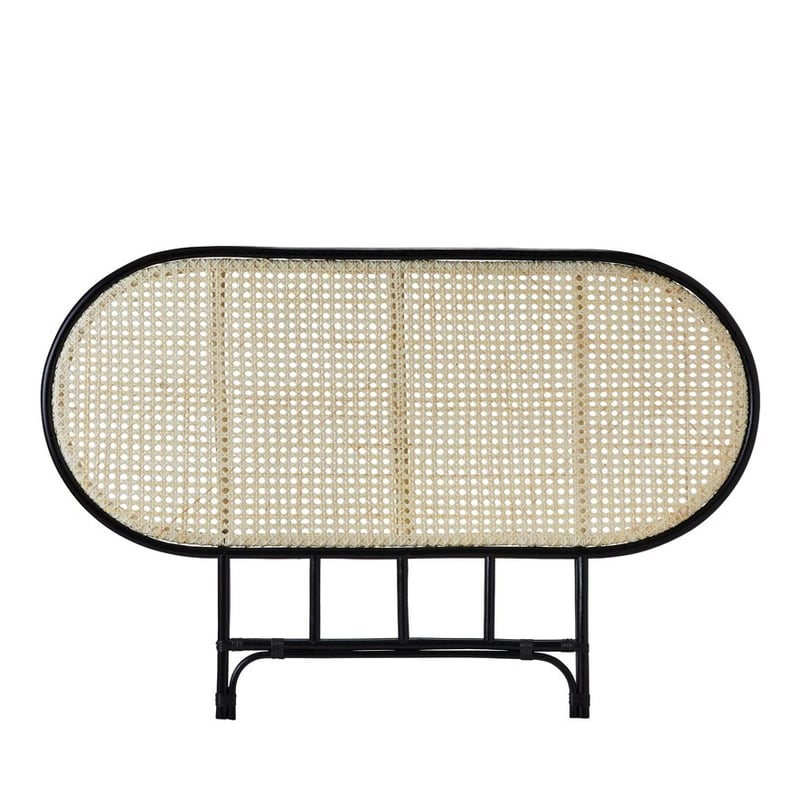 San Remo Black & Natural Rattan Bedhead