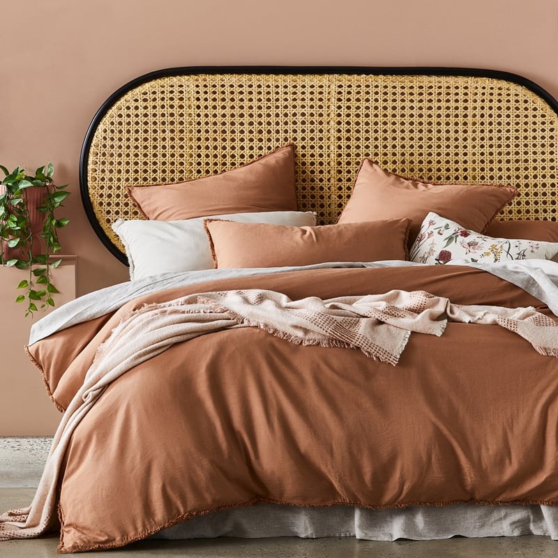 San Remo Black & Natural Rattan Bedhead