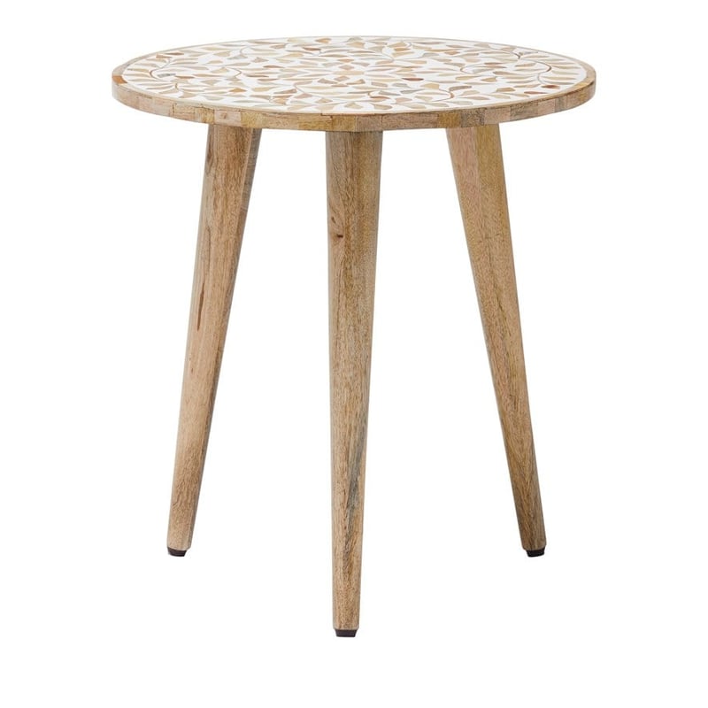 Kerala White & Natural Flora Tripod Side Table
