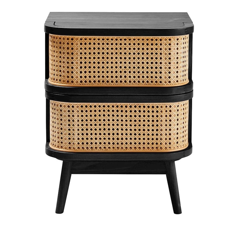 Boden Black & Natural 2 Drawer Bedside Table