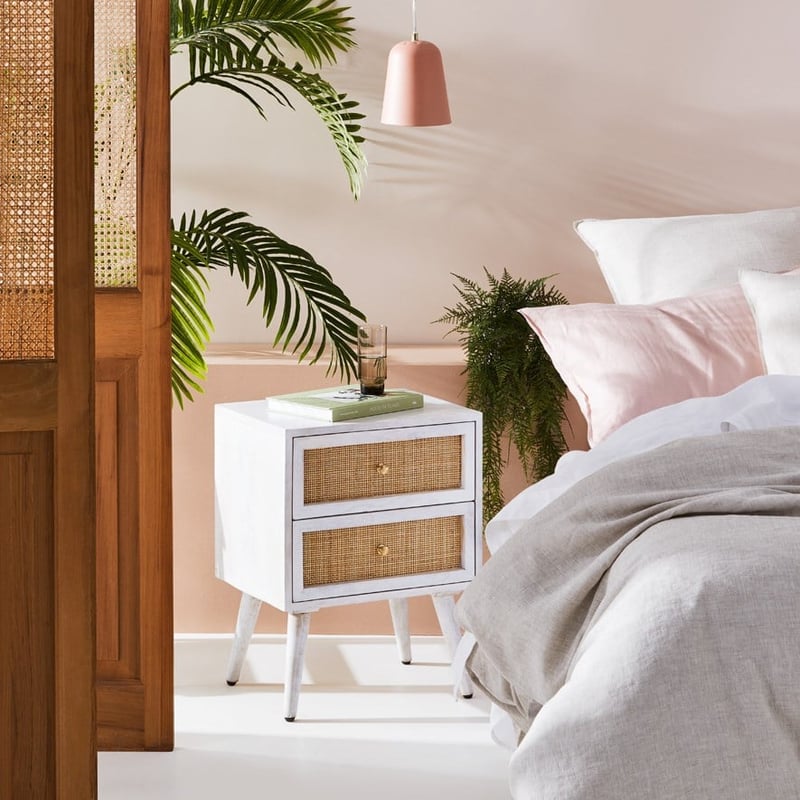 Anjuna White Wash 2 Drawer Bedside Table 