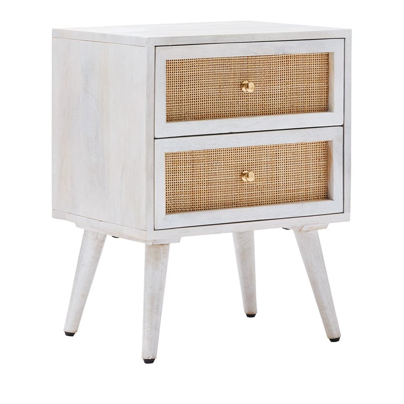 Anjuna White Wash 2 Drawer Bedside Table 
