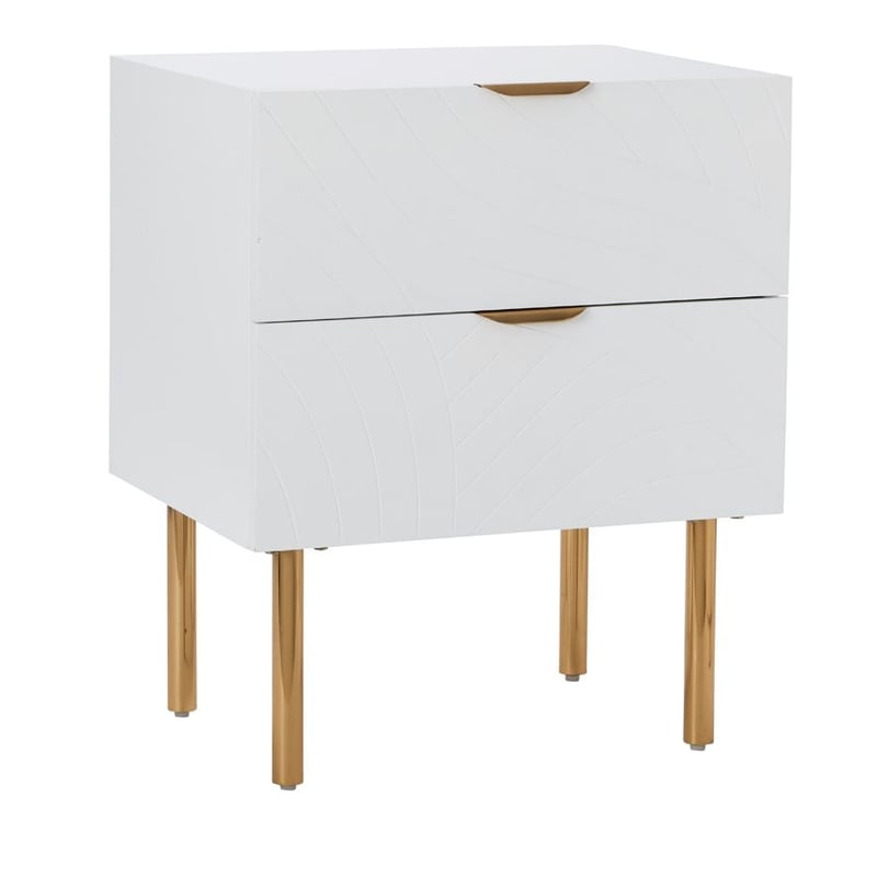 Stella White & Gold 2 Drawer Bedside Table
