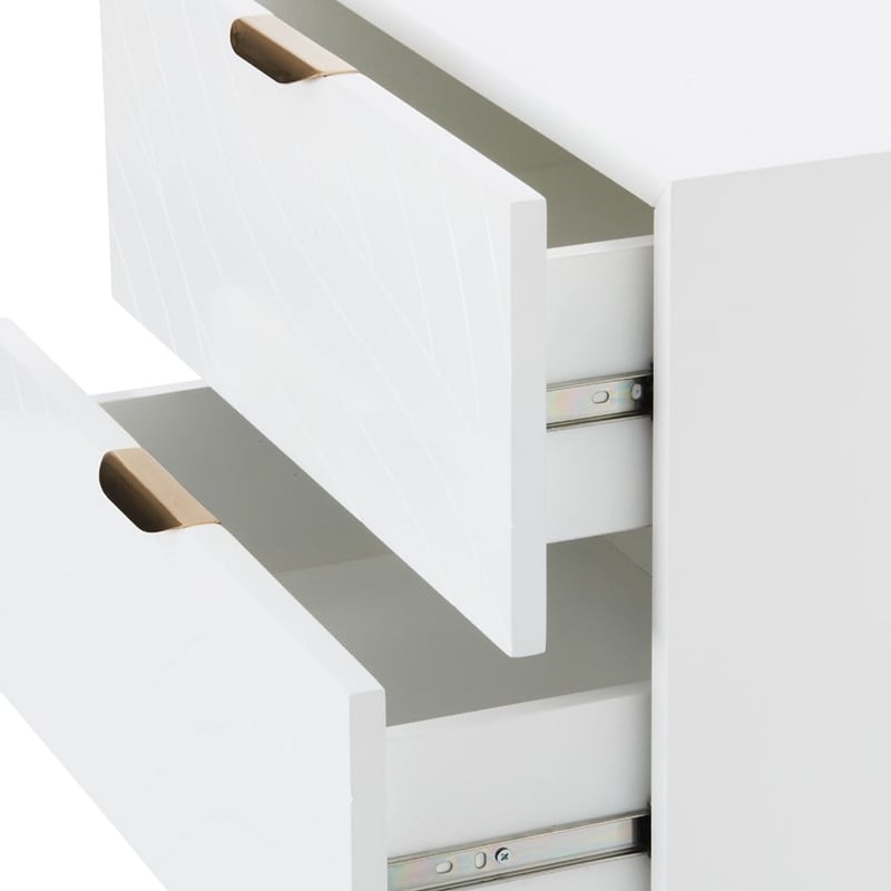 Stella White & Gold 2 Drawer Bedside Table