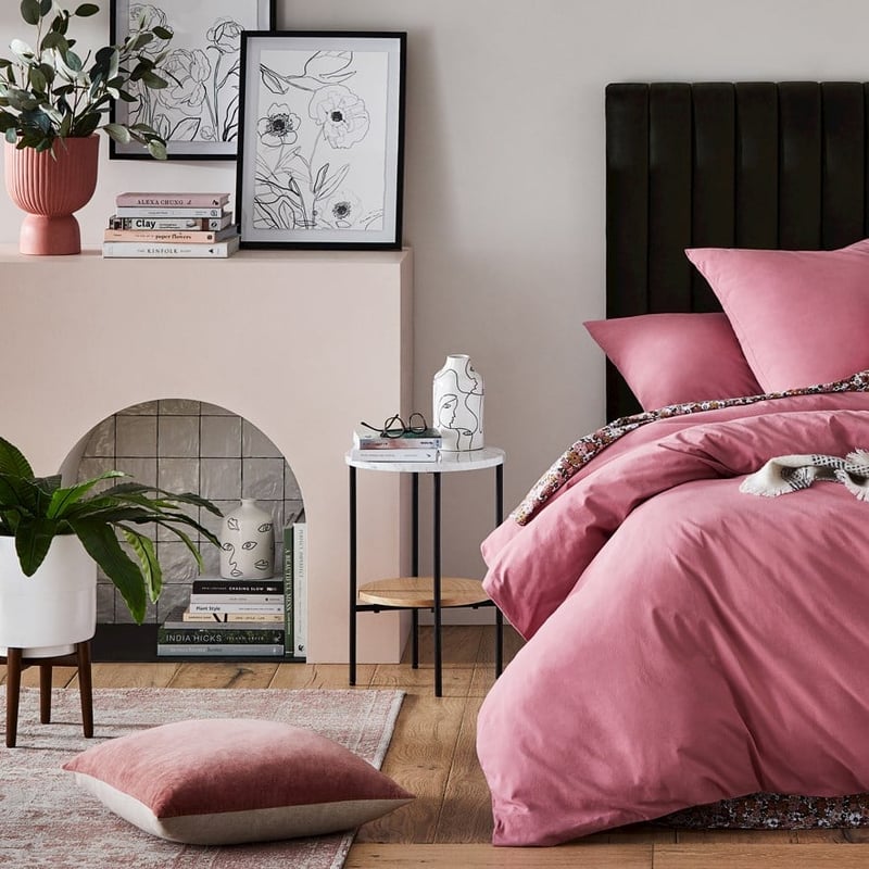 Milan White Marble & Oak 2 Tier Side Table