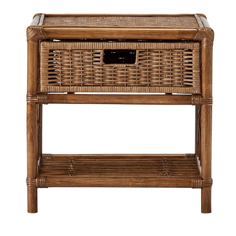 Georgia Walnut Rattan Bedside Table