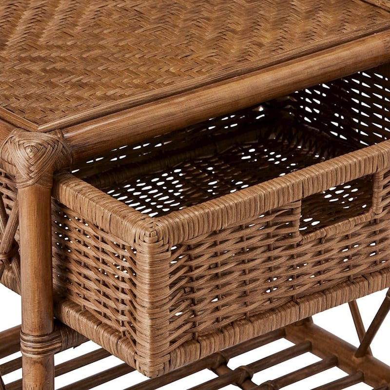 Georgia Walnut Rattan Bedside Table