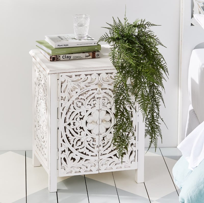 Merida Vintage White Bedside Table 