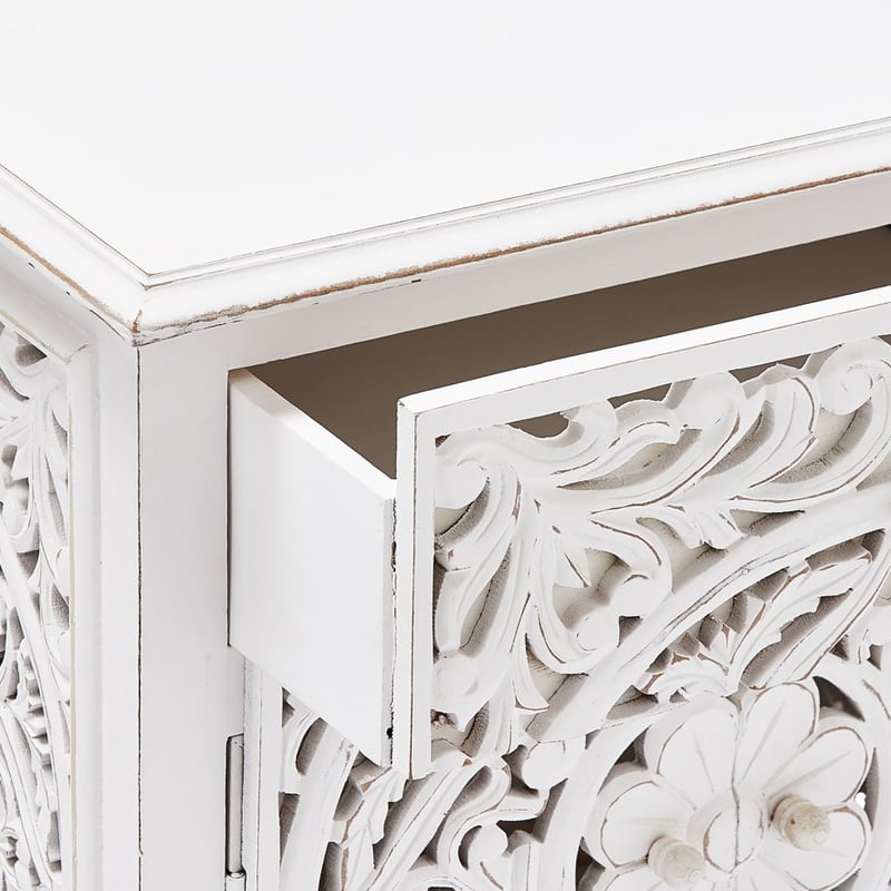 Merida Vintage White Bedside Table 