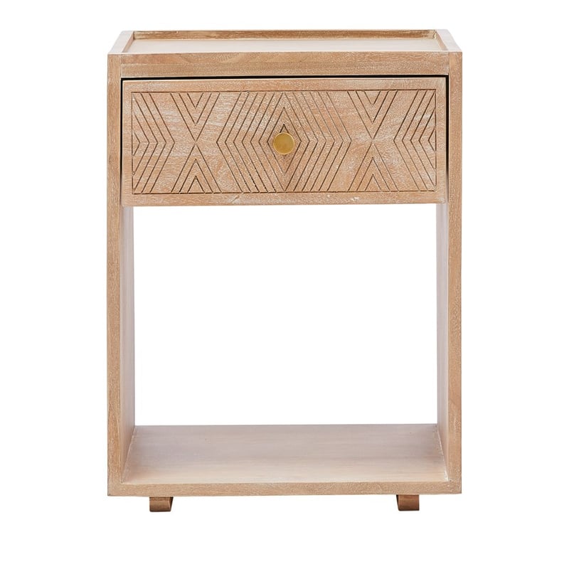 Asher Textured White 1 Drawer Bedside Table