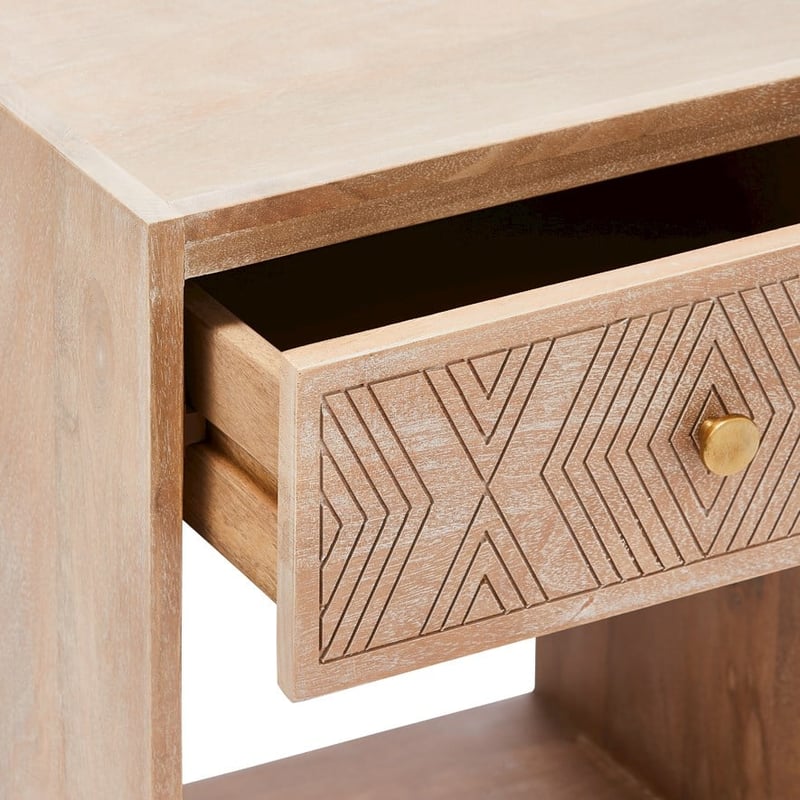 Asher Textured White 1 Drawer Bedside Table