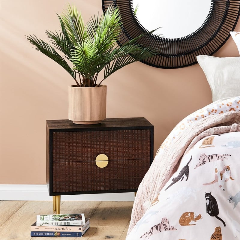 Porter Midnight & Gold 2 Drawer Bedside Table