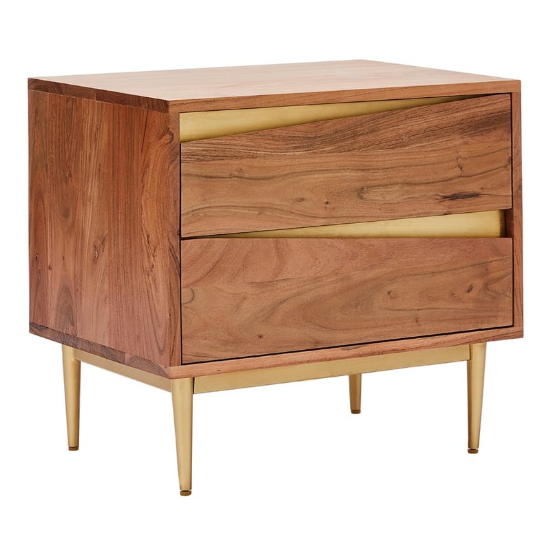 Hugo Chestnut & Gold 2 Drawer Bedside Table